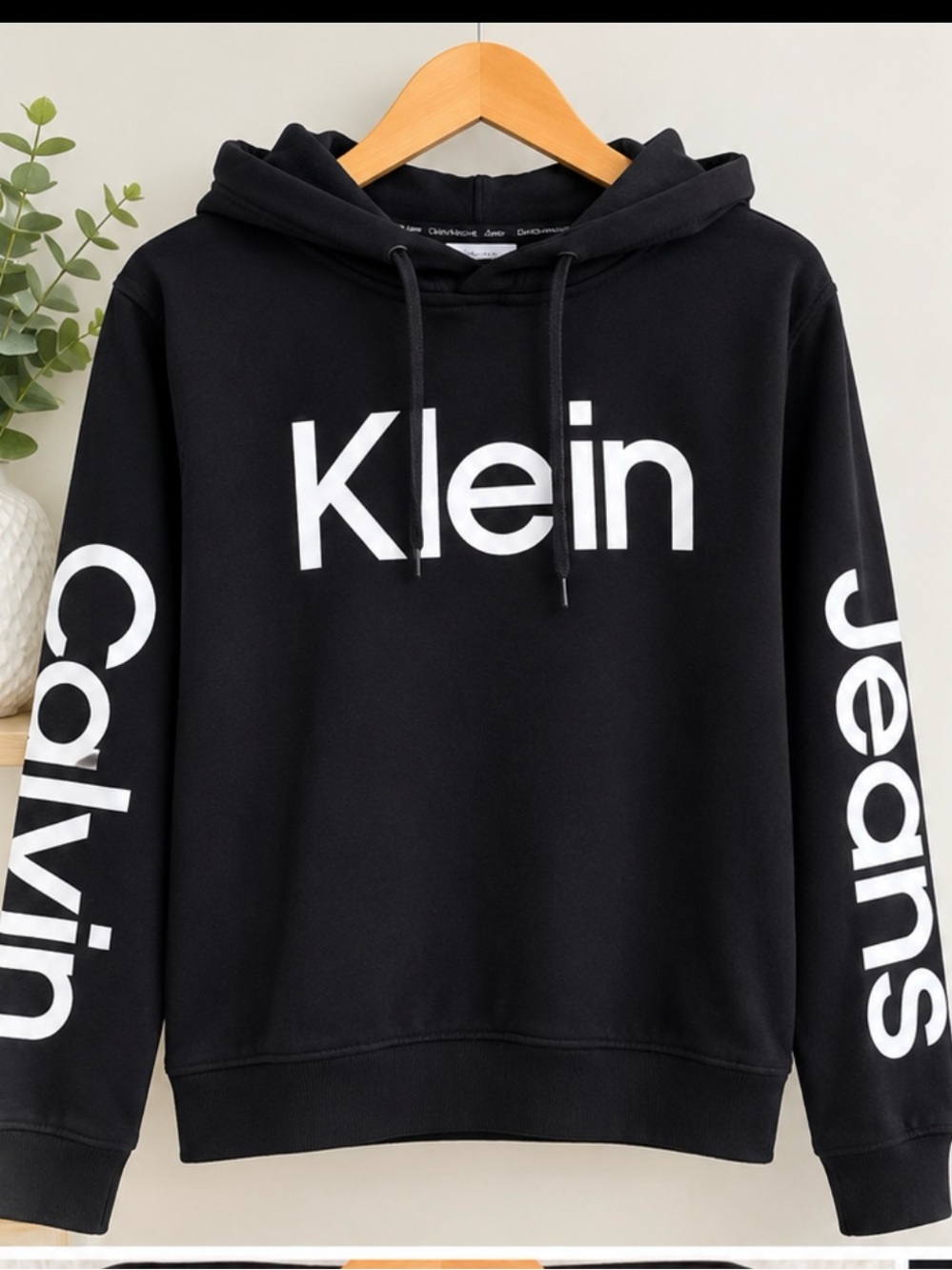 Calvin Klein Jeans Black Logo Sleeve Hoodie Womens Size S